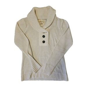 Natural Reflections Sweater Women's Sm Creme Shawl Neck 3 Button Country Outdoor
